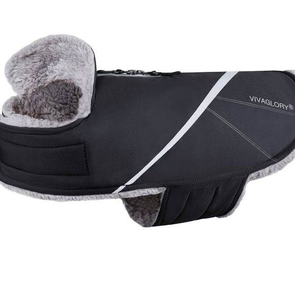 Waterproof Small Gray Dog Coat with Reflective Stripes - Picture 5 of 9